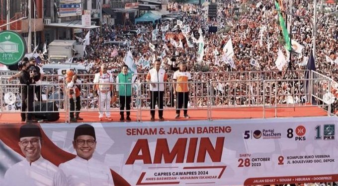 Ribuan Pendukung AMIN Tumpah Ruah di Depok, Lo Lo Lo Gak Bahaya Tah