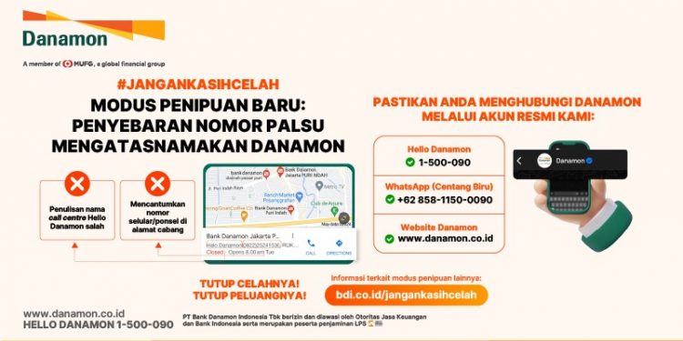 Danamon Imbau Nasabah untuk Berhati-Hati dari Aksi Penipuan Bermodus Customer Service Palsu di Google Maps